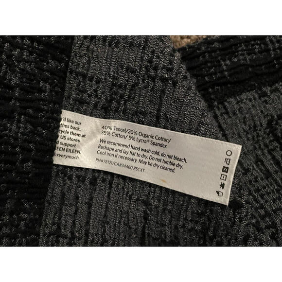 Eileen Fisher Cross Hatch Cotton Tencel Stretch Open Textured Jacket Black Sz M - Picture 8 of 8